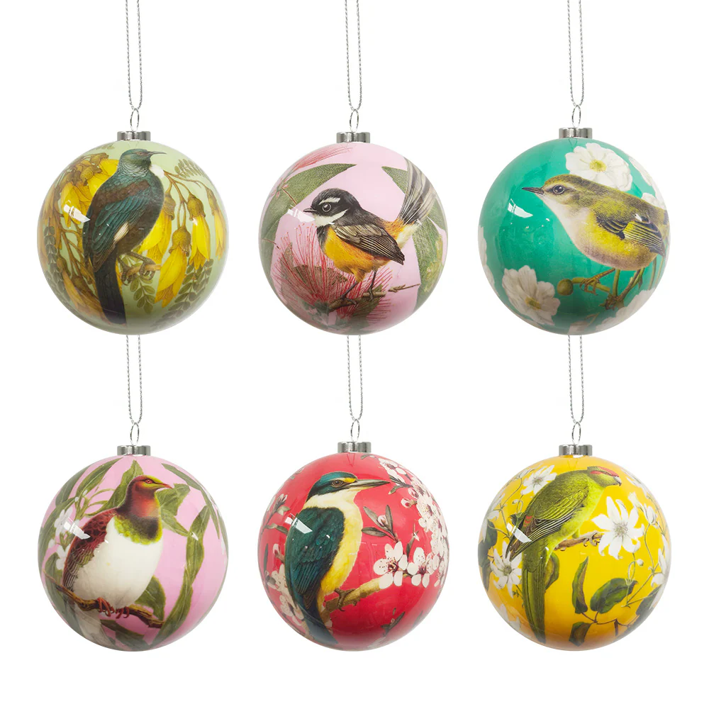 100% NZ Christmas Baubles Native Birds Set of 6 - Image 2