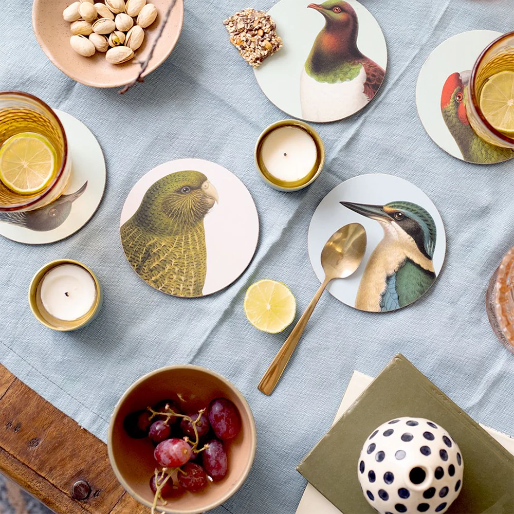 100% NZ Hushed Birds Set of 6 Coasters - Image 2