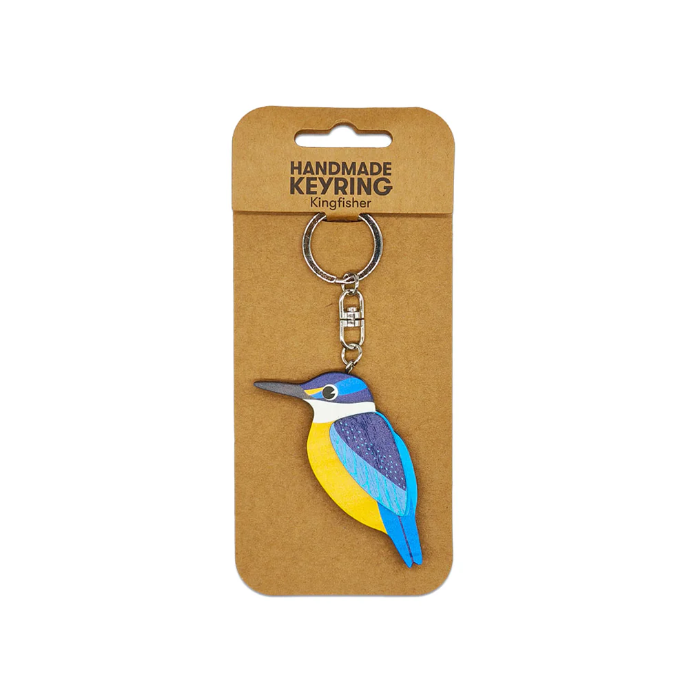 100% NZ Wooden Keyring Kōtare Kingfisher