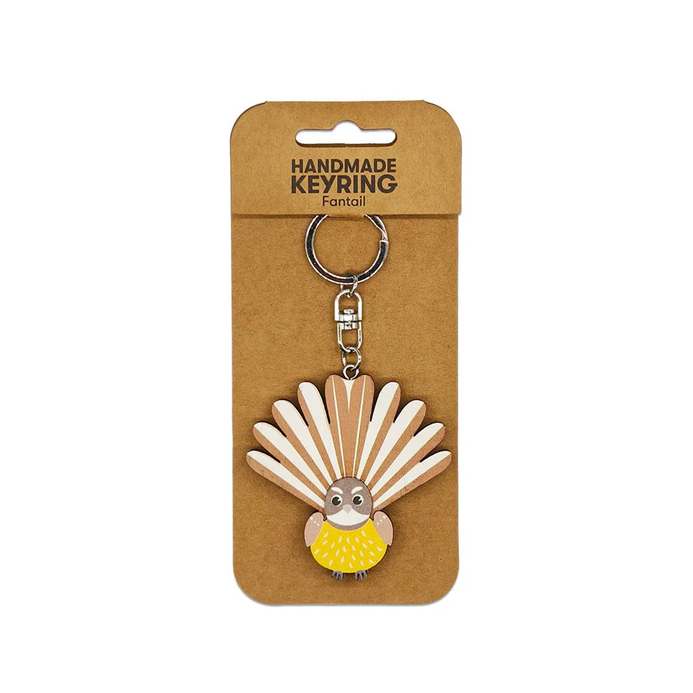 100% NZ Wooden Keyring Pīwakawaka