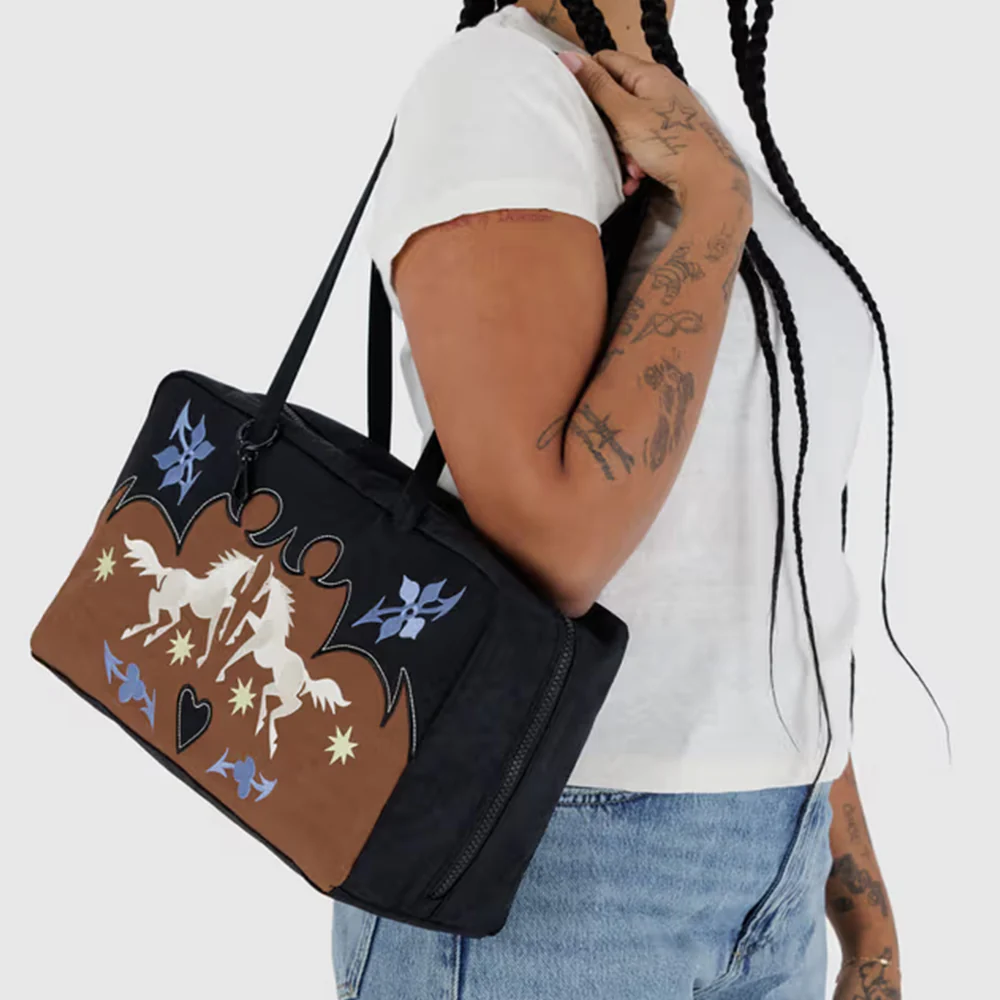Baggu Medium Nylon Bowler Bag Western Appliqué - Image 3