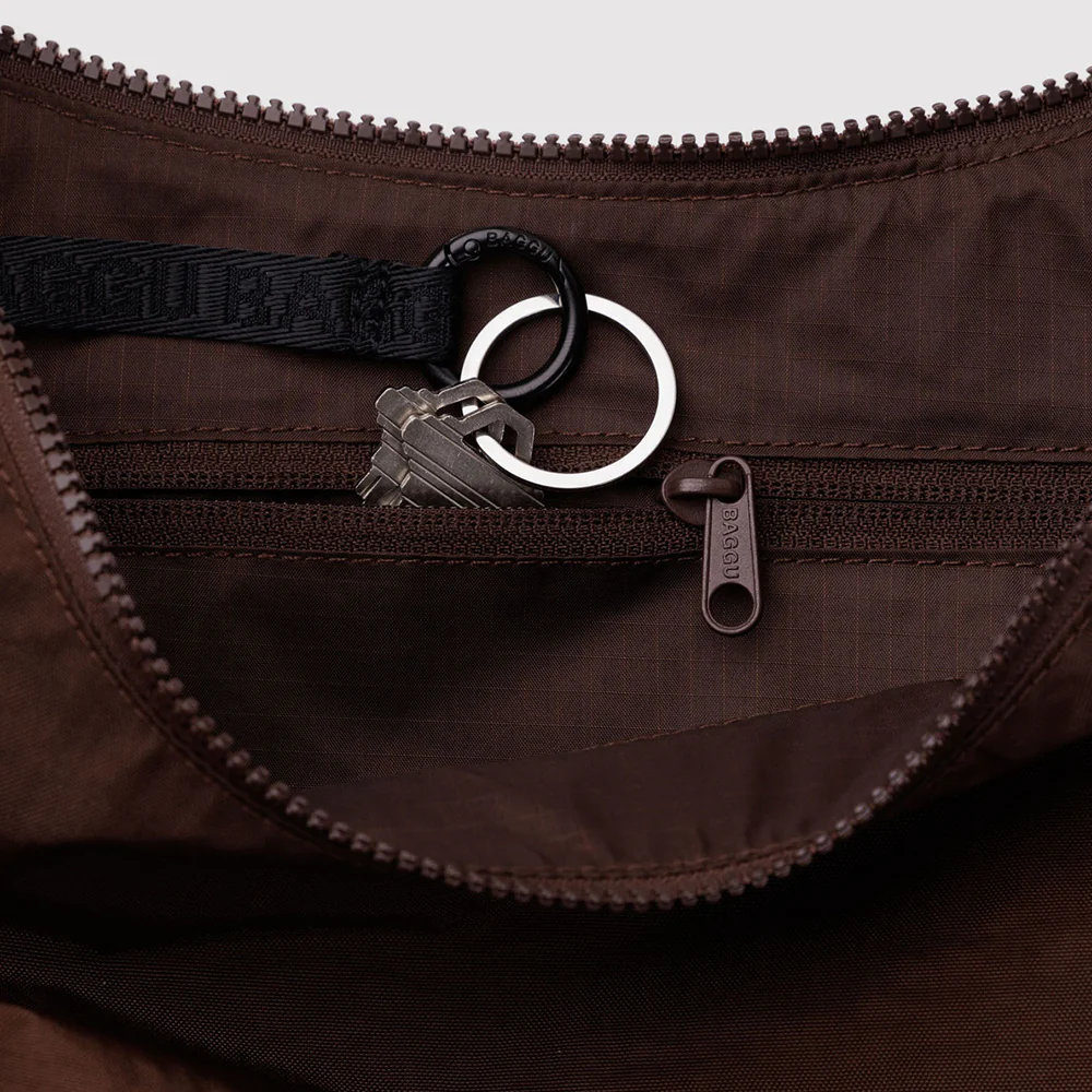 Baggu Medium Nylon Crescent Bag Coffee - Image 3