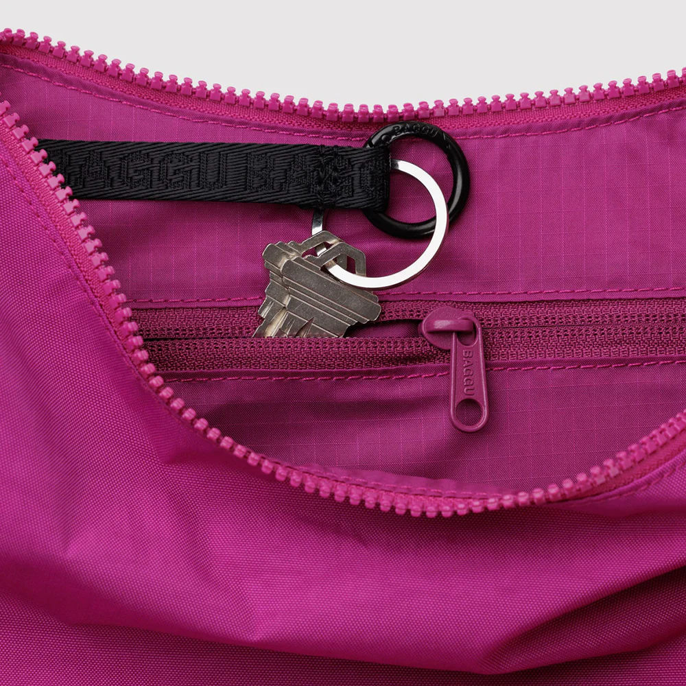Baggu Medium Nylon Crescent Bag Deep Fuchsia - Image 3
