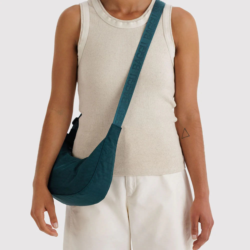 Baggu Small Nylon Crescent Bag Deep Sea - Image 2