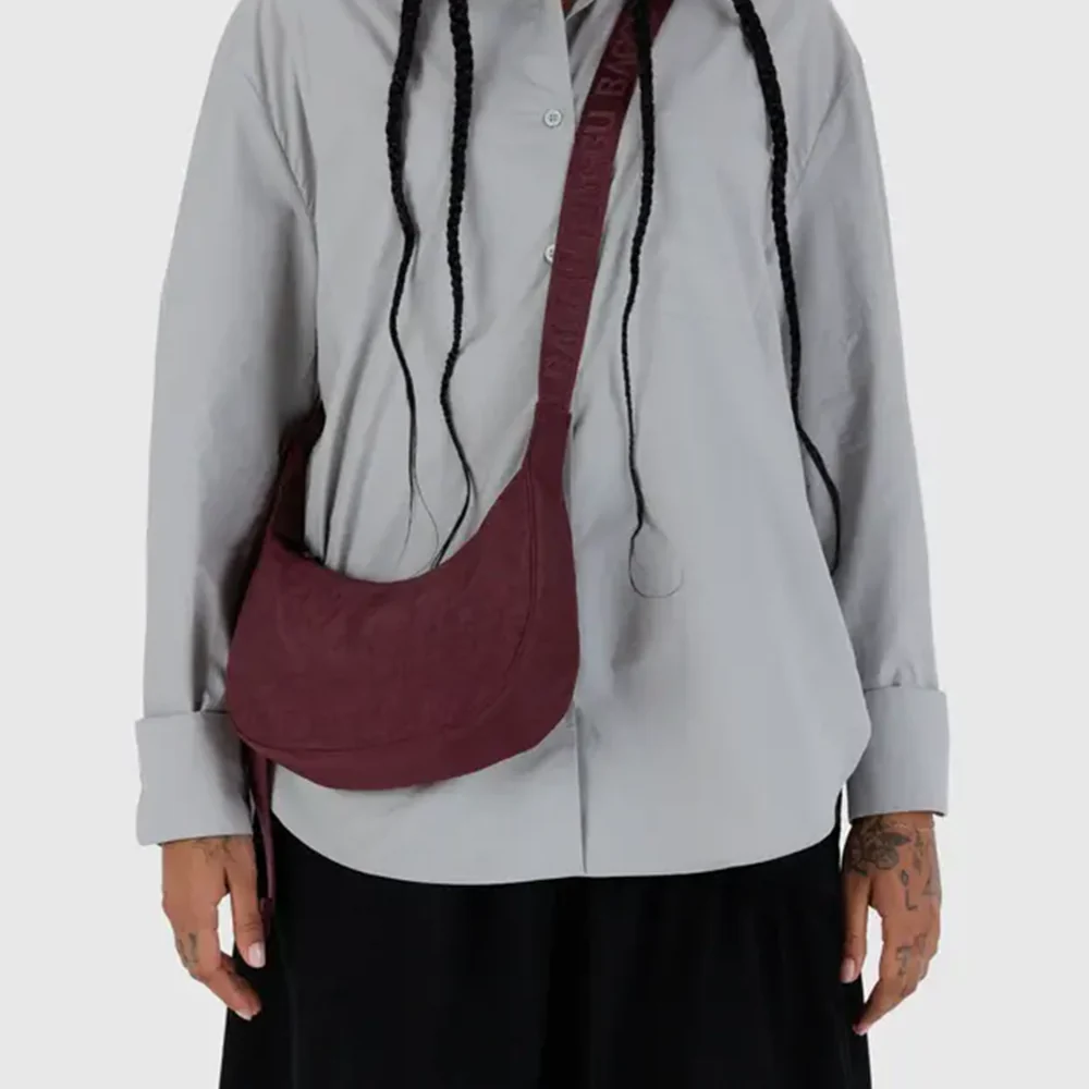 Baggu Small Nylon Crescent Bag Mahogany - Image 2