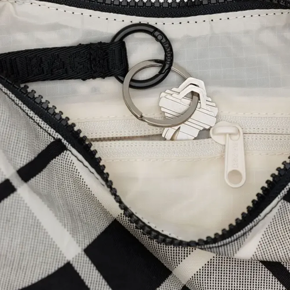 Baggu Small Nylon Crescent Bag Mixed Plaid - Image 3