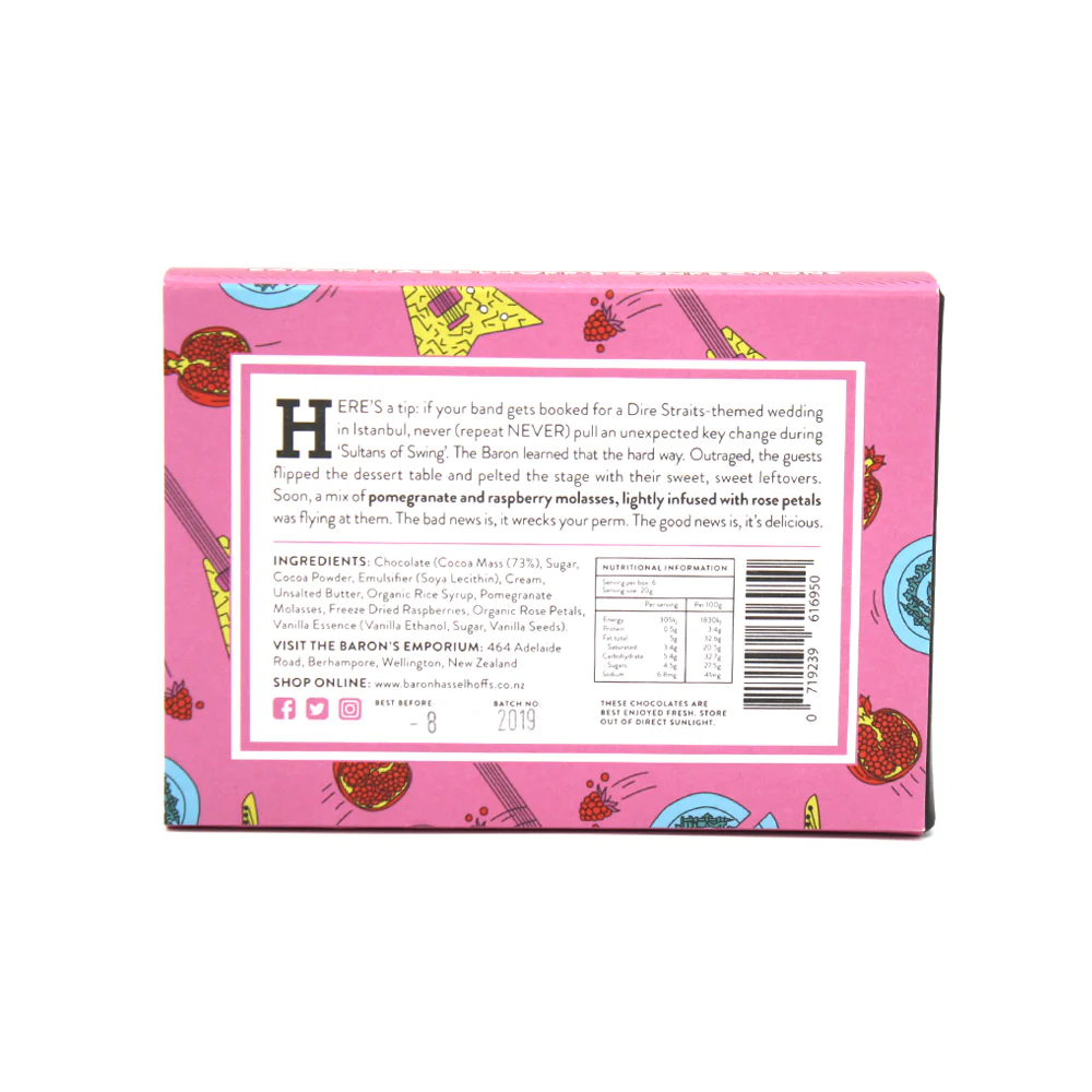 Baron Hasselhoff's Swinging Sultan Rose Raspberry Pomegranate Chocolate Truffles Box of 6 - Image 3