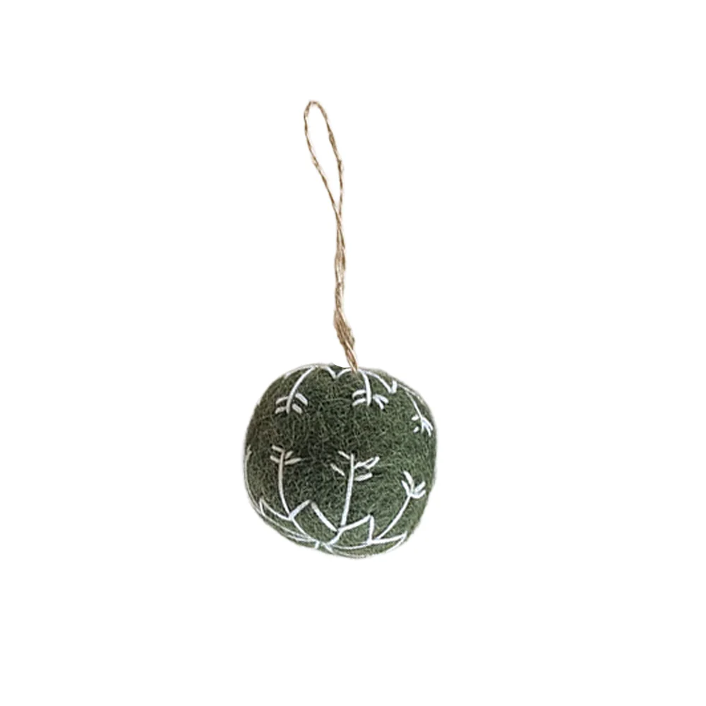 Christmas Decoration Felt Embroidered Bauble Assorted - Image 6