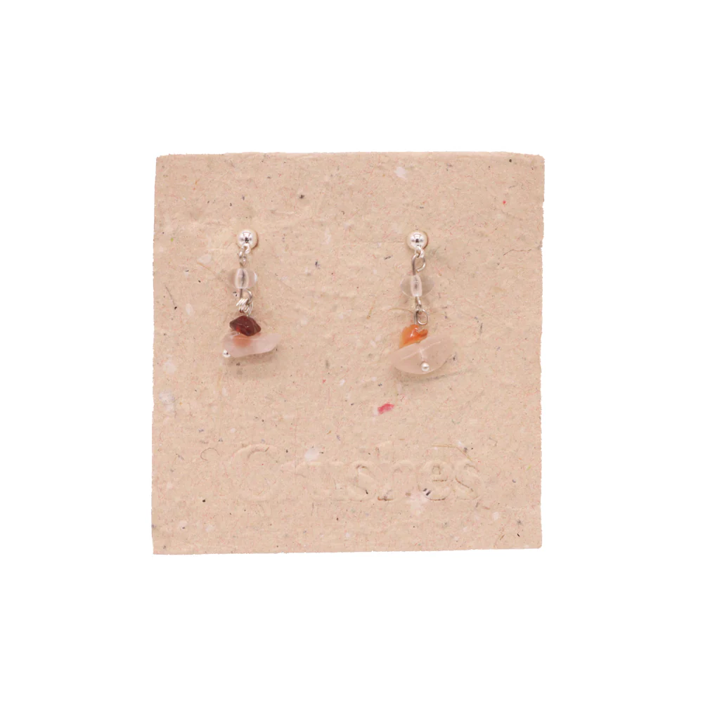 Crushes Earrings Silver Drop Gem Stone Carnelian