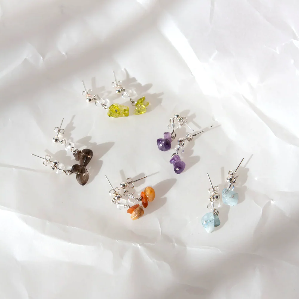 Crushes Earrings Silver Drop Gem Stone Carnelian - Image 2