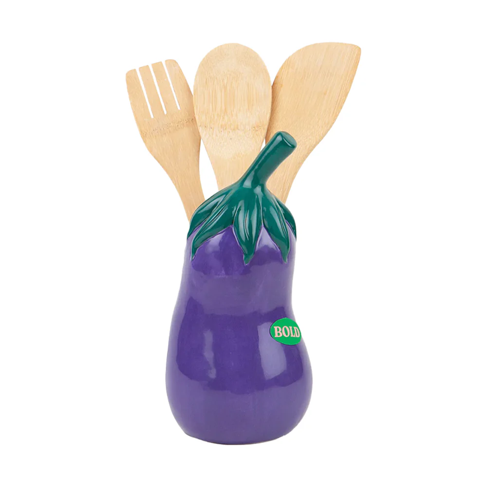 Doiy Farmers Market Ceramic Utensil Pot Eggplant - Image 4
