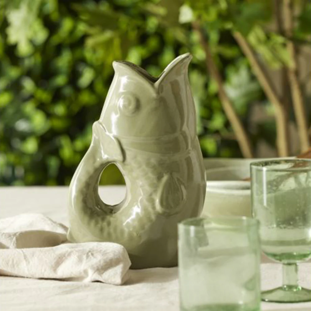 Emporium Ceramic Fish Hydra Vase Green - Image 2