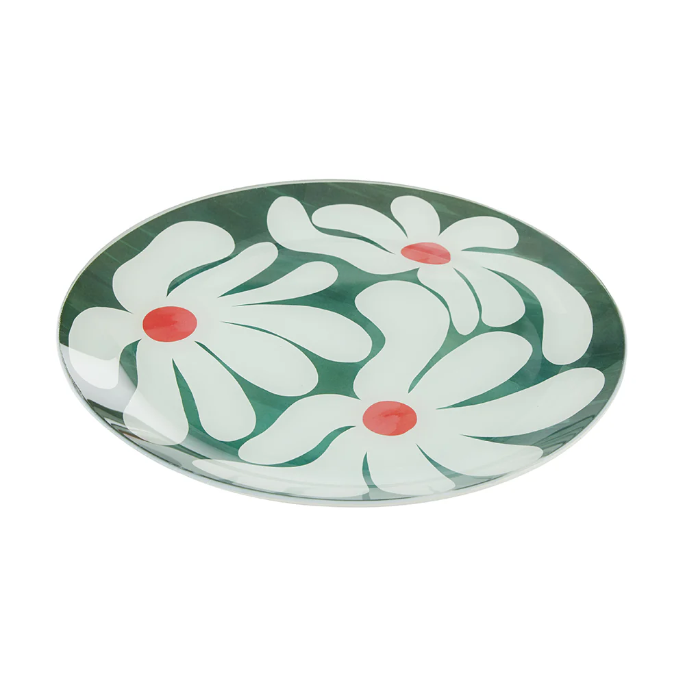 Emporium Extra Large Lulu Glass Plate Green Flower - Image 2