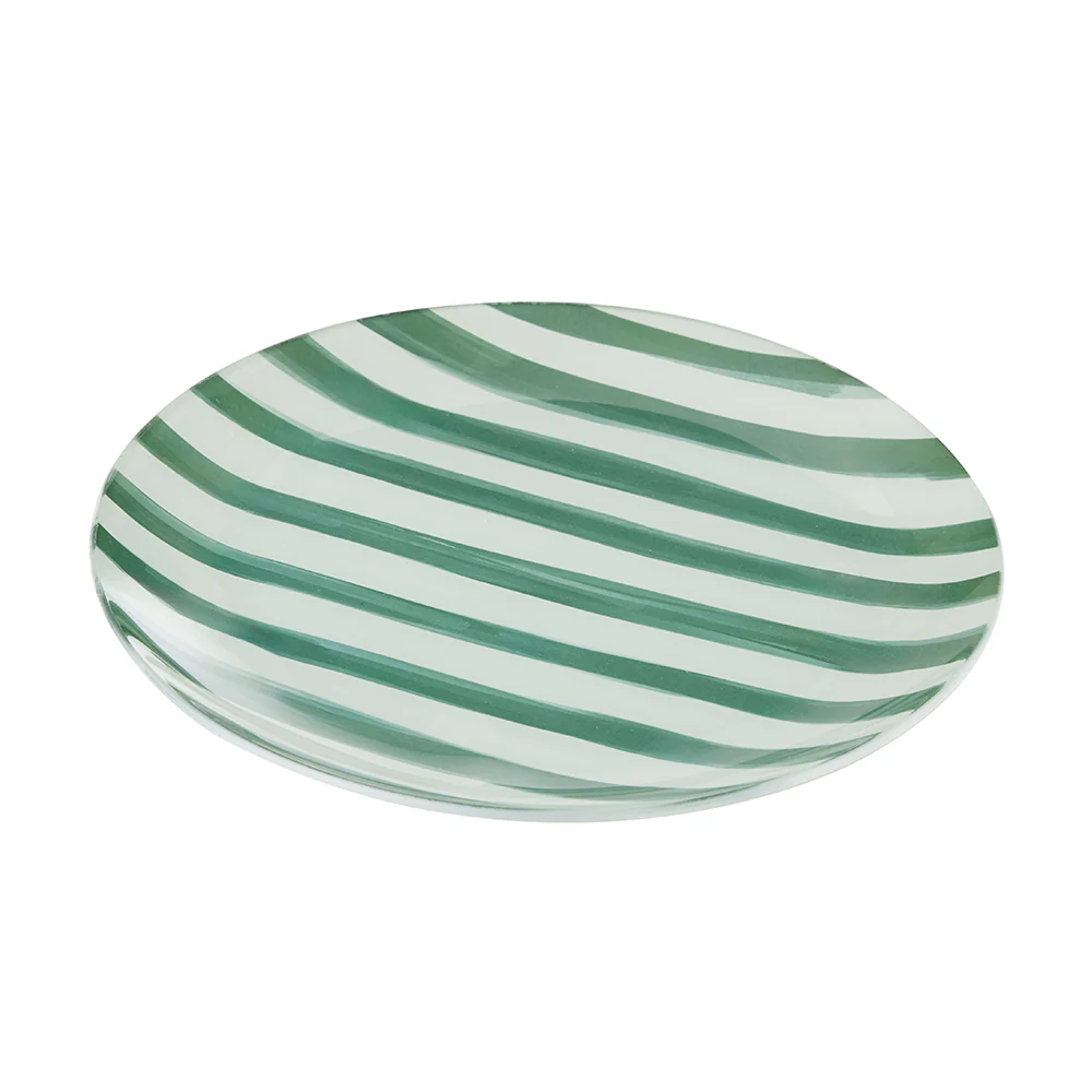 Emporium Large Lulu Glass Plate Green Stripe - Image 2