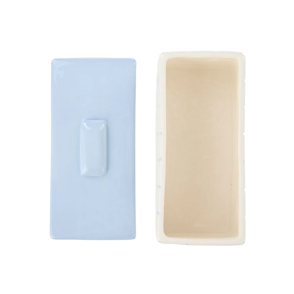 Emporium Lulu Ceramic Box Blue Grid Long - Image 4