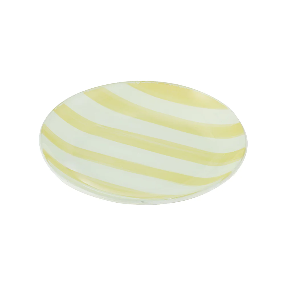 Emporium Small Lulu Glass Plate Yellow Stripe - Image 2