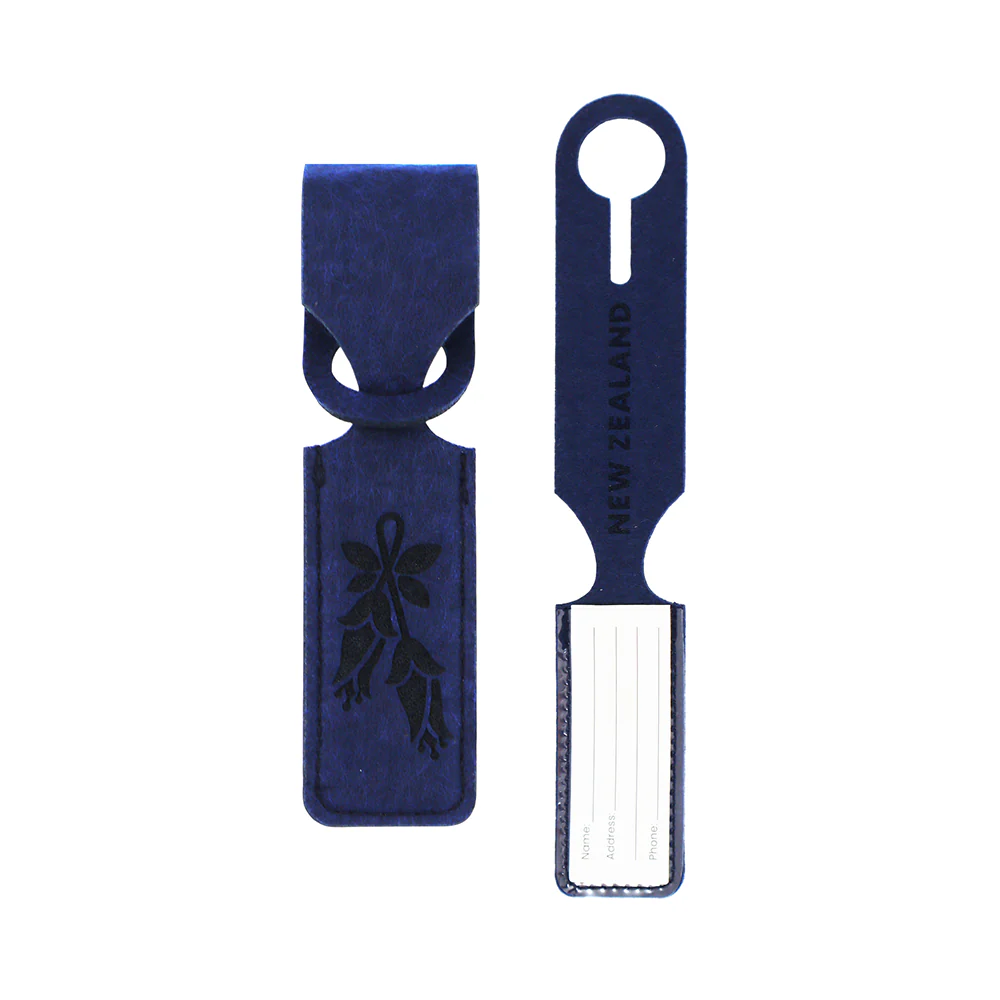 Felt Luggage Tag Loop Kōwhai Navy Blue