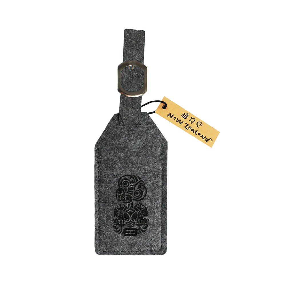 Felt Luggage Tag with Buckle Tiki Grey