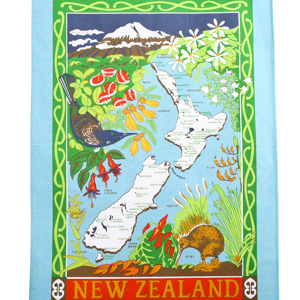 Flower/NZ Map Tea Towel - Image 2