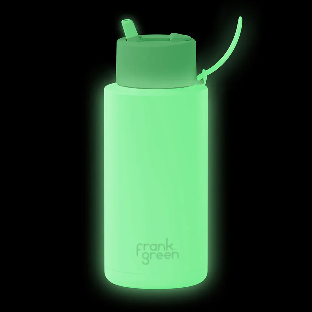Frank Green Ceramic Reusable Bottle Flip Straw Lid 34oz Limited Edition Star Glow - Image 3