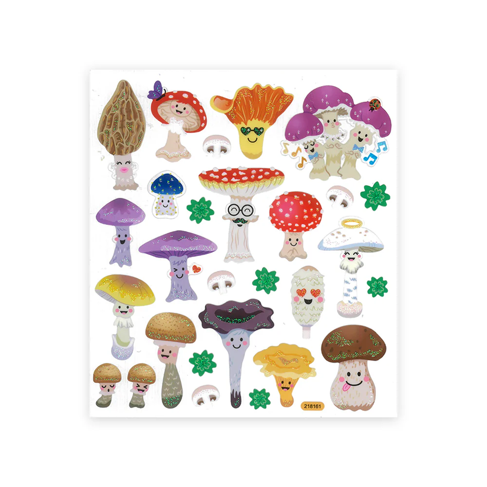 Fun Glittery Fungi Mushrooms Stickers