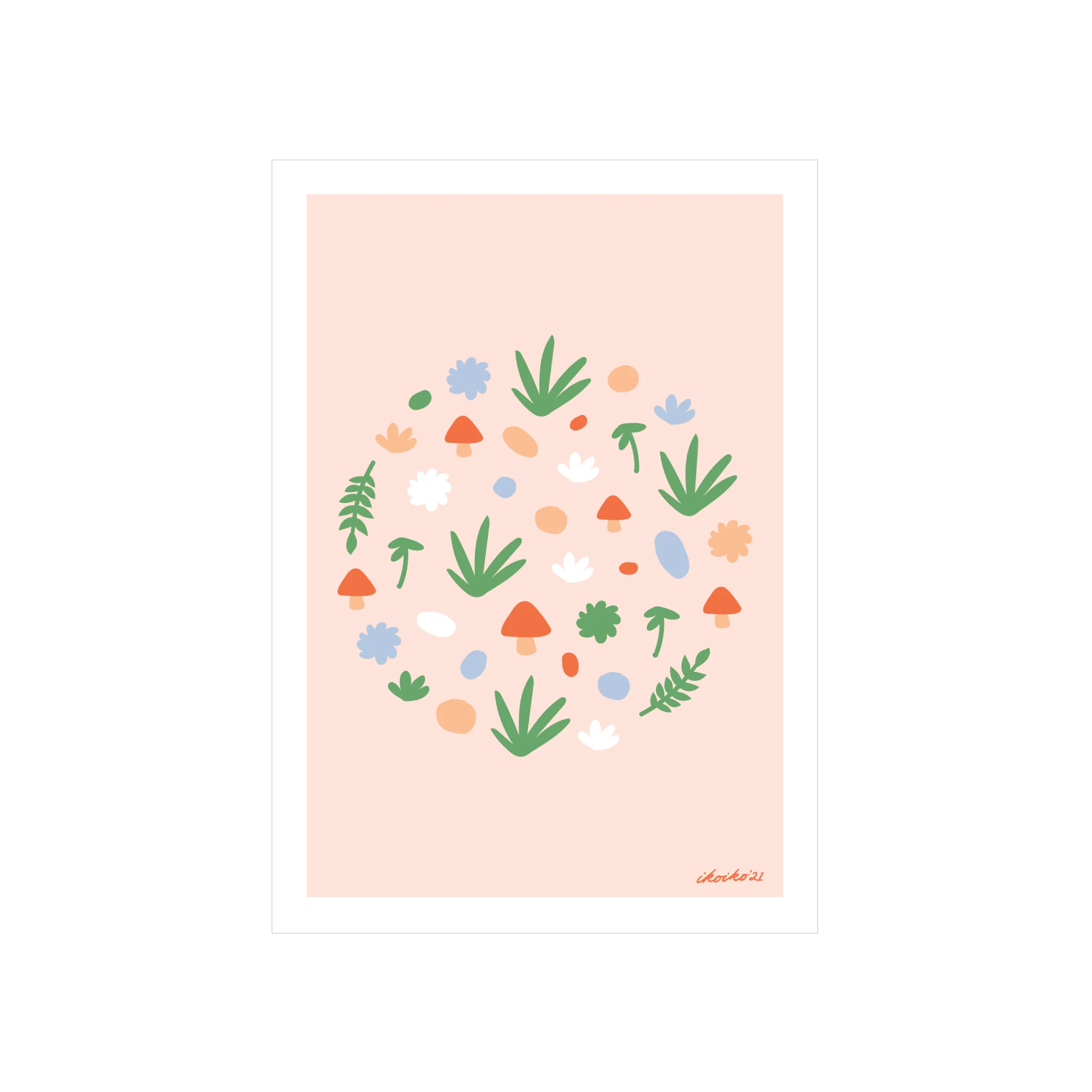 Iko Iko A4 Art Print Mushroom Field