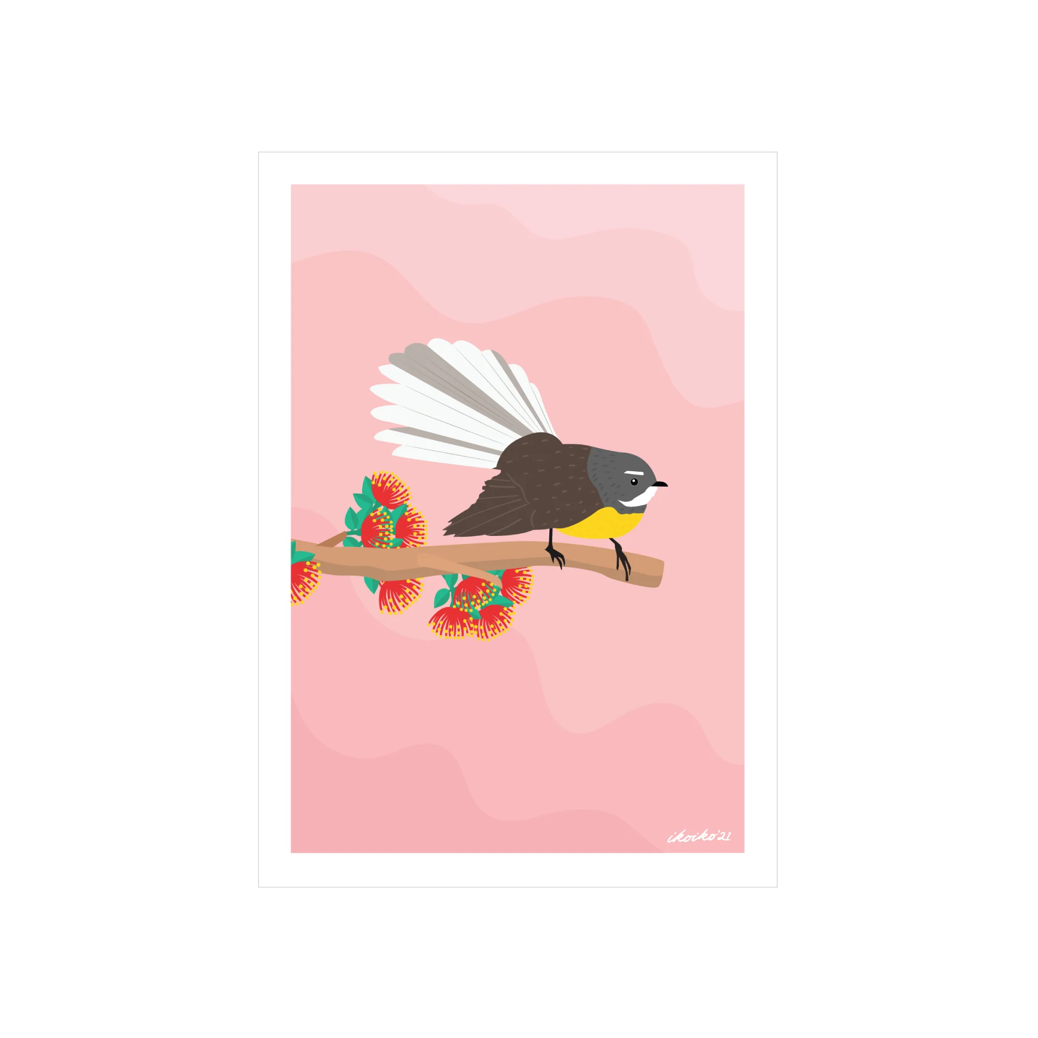 Iko Iko A4 Art Print NZ Birds Pīwakawaka