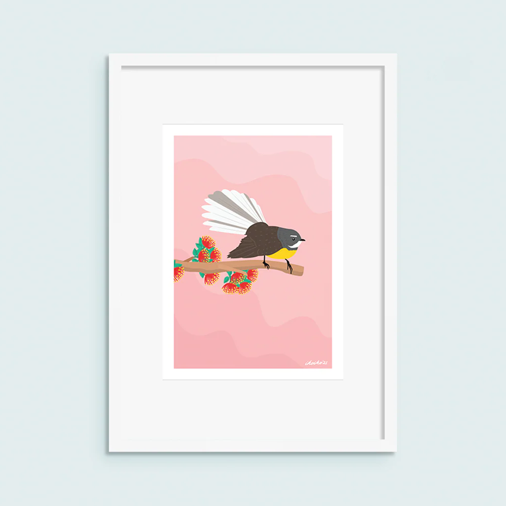 Iko Iko A4 Art Print NZ Birds Pīwakawaka - Image 2