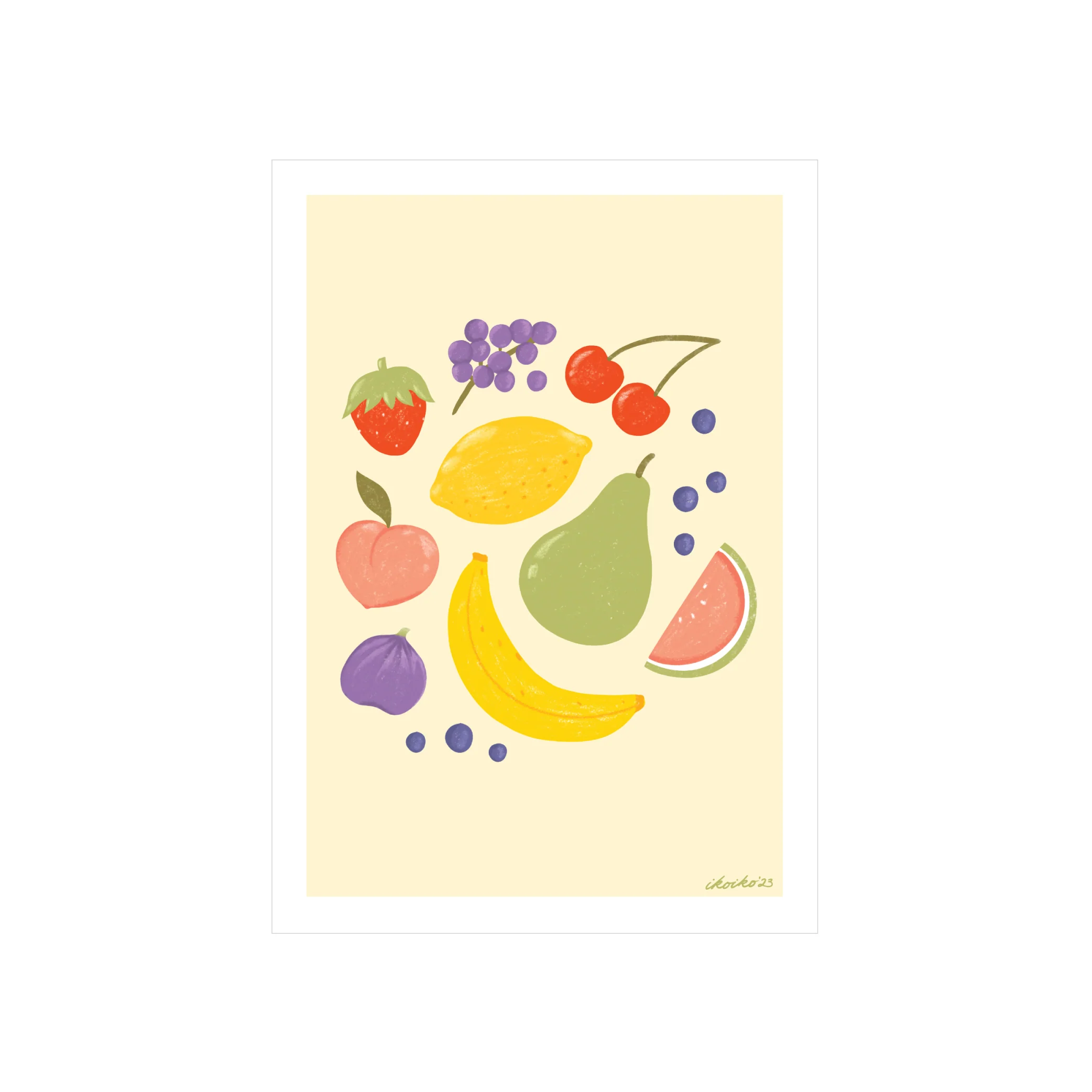 Iko Iko A4 Art Print Textured Tootie Fruitti Yellow