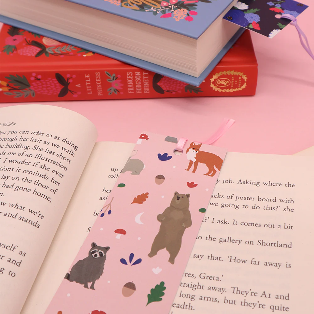 Iko Iko Double Sided Bookmark Woodland Creatures Pink/Navy - Image 2