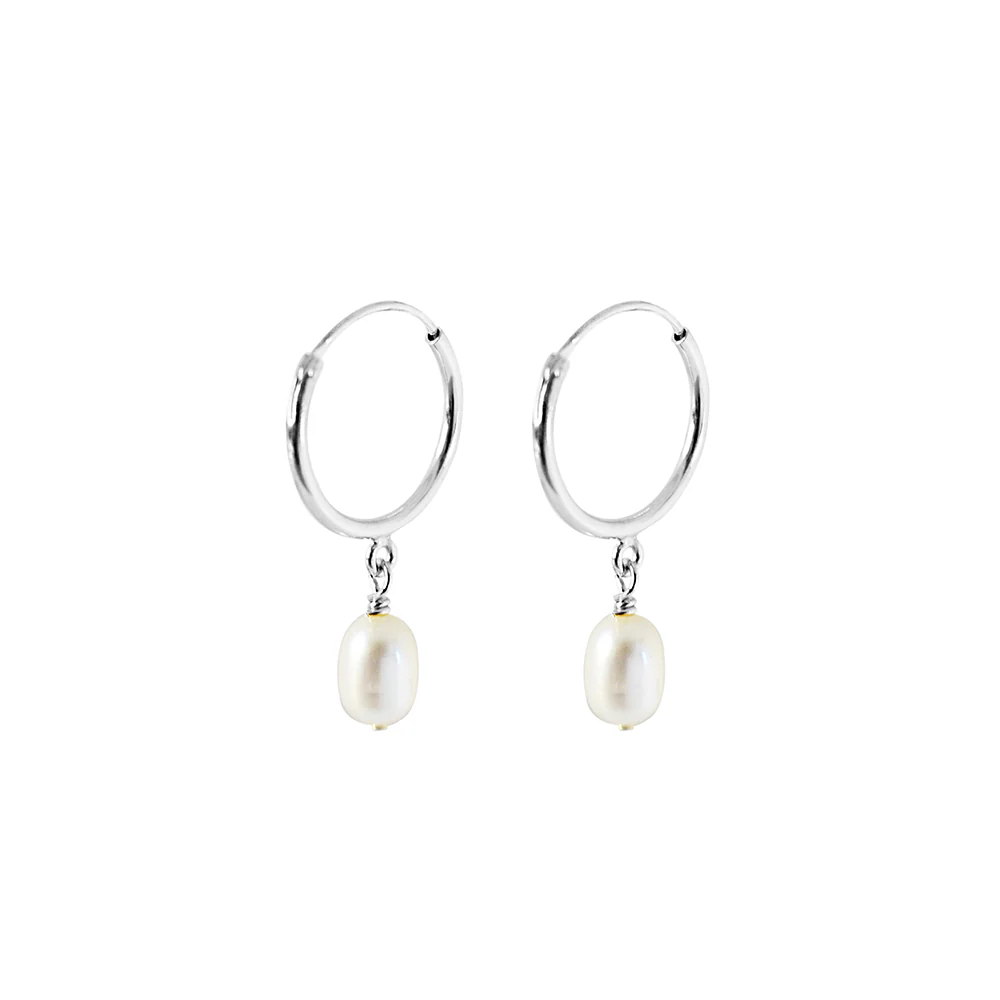 Iko Iko Earrings Mini Hoop with Hanging Pearl