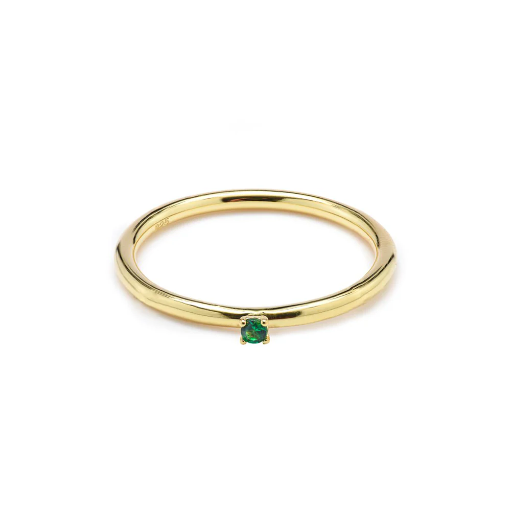 Iko Iko Ring Tiny Green CZ Gold