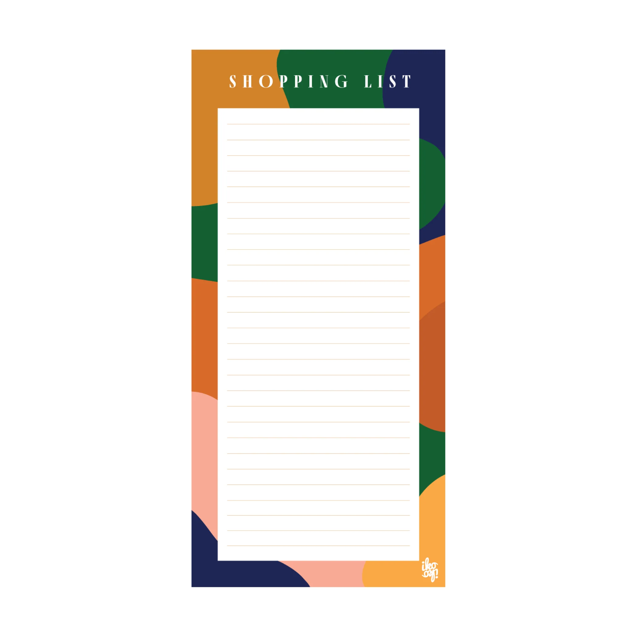 Iko Iko Shopping List Abstract Wave Green Blue Orange