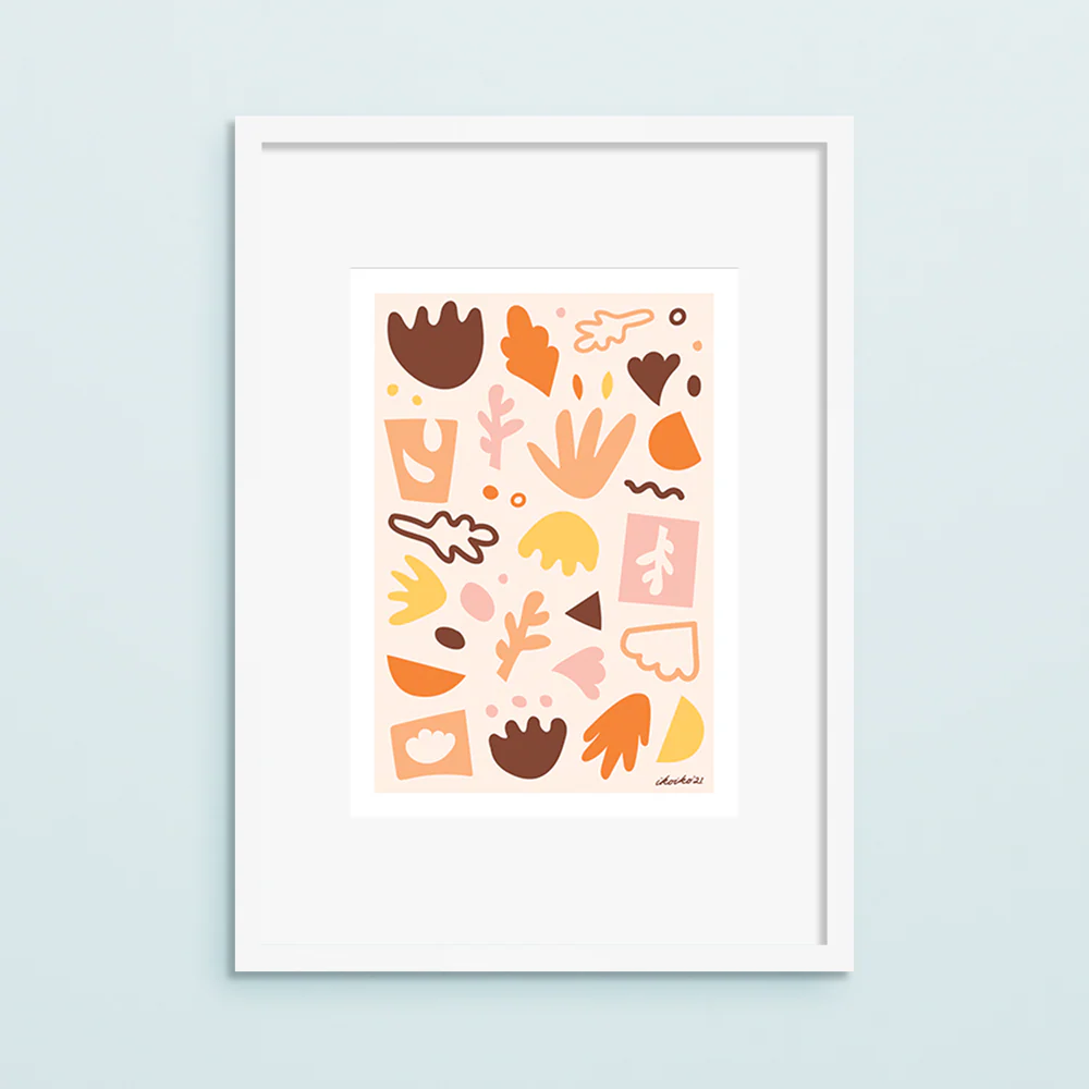 Iko Iko A4 Art Print Abstract Leaf Orange and Pink - Image 2