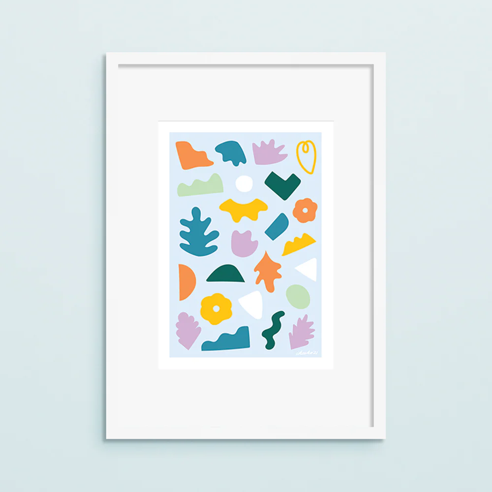 Iko Iko A4 Art Print Abstract Shapes Light Blue - Image 2