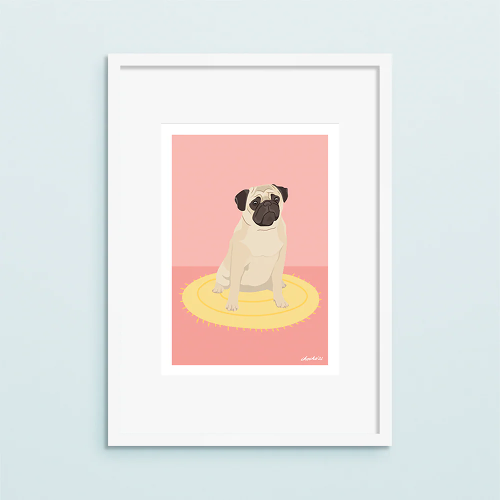 Iko Iko A4 Art Print Pug on a Rug - Image 2