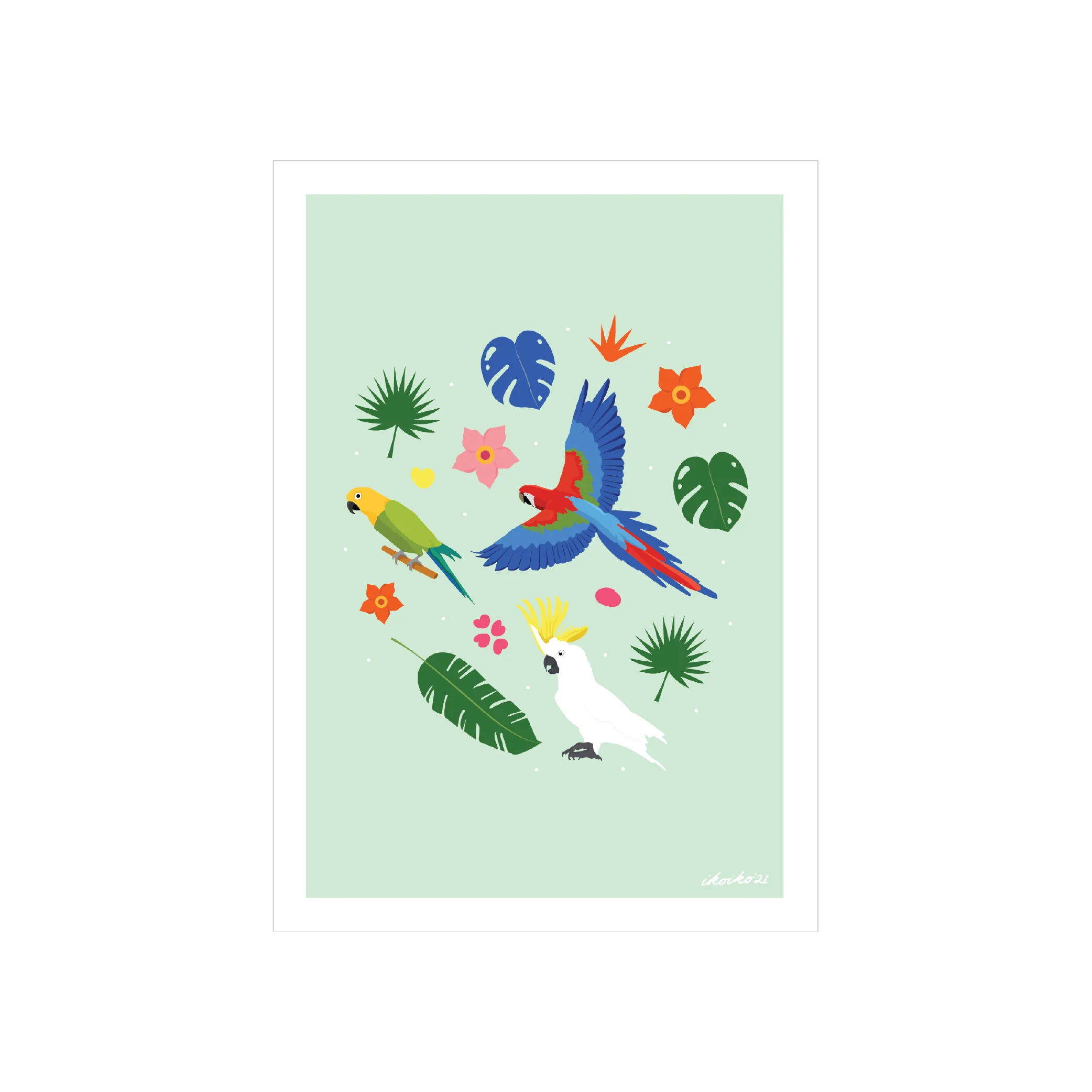 Iko Iko A4 Art Print Tropical Birds