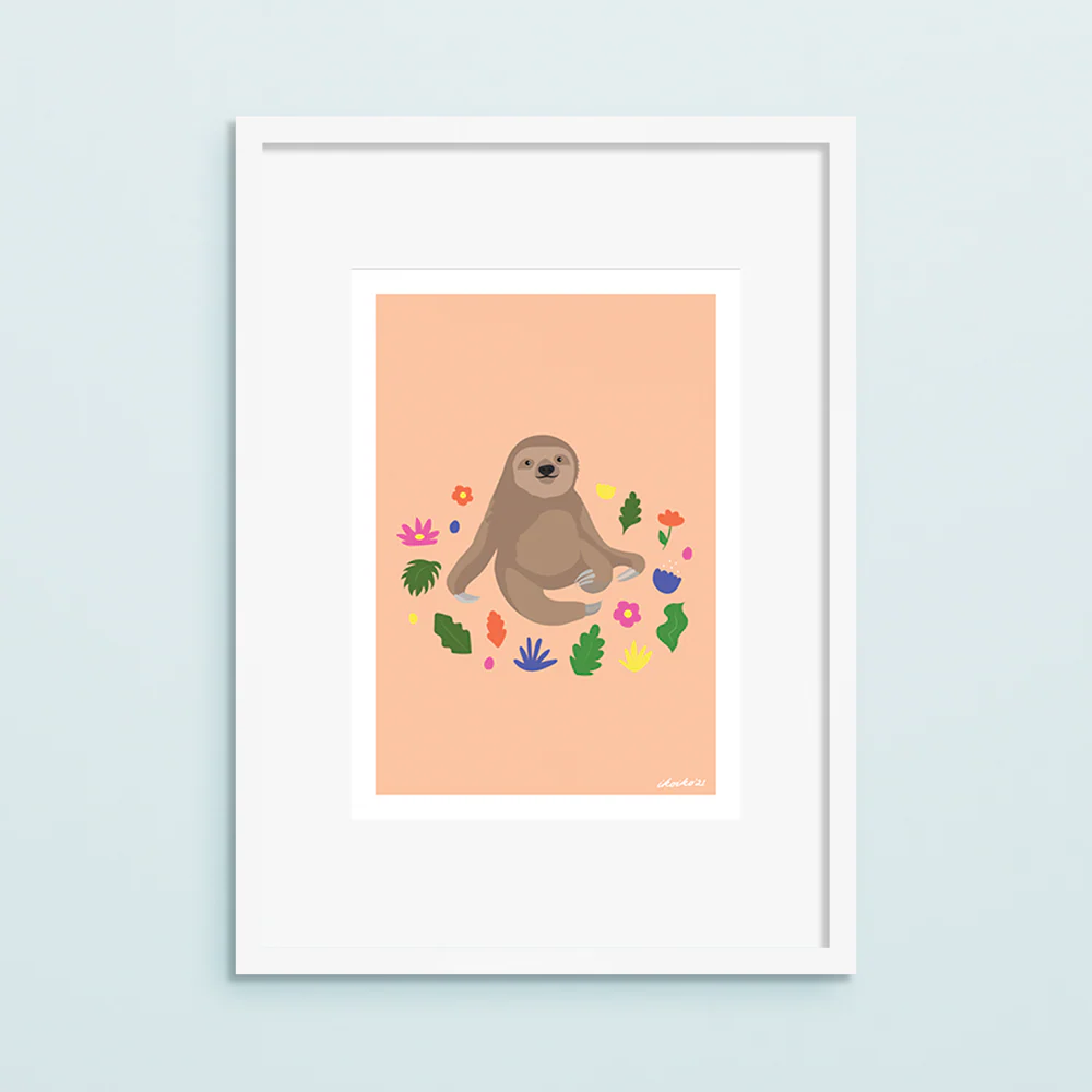 Iko Iko A4 Art Print Zen Sloth - Image 2