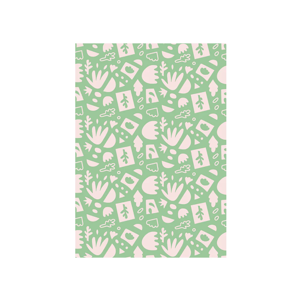 Iko Iko Abstract Card Leaf Green Pink