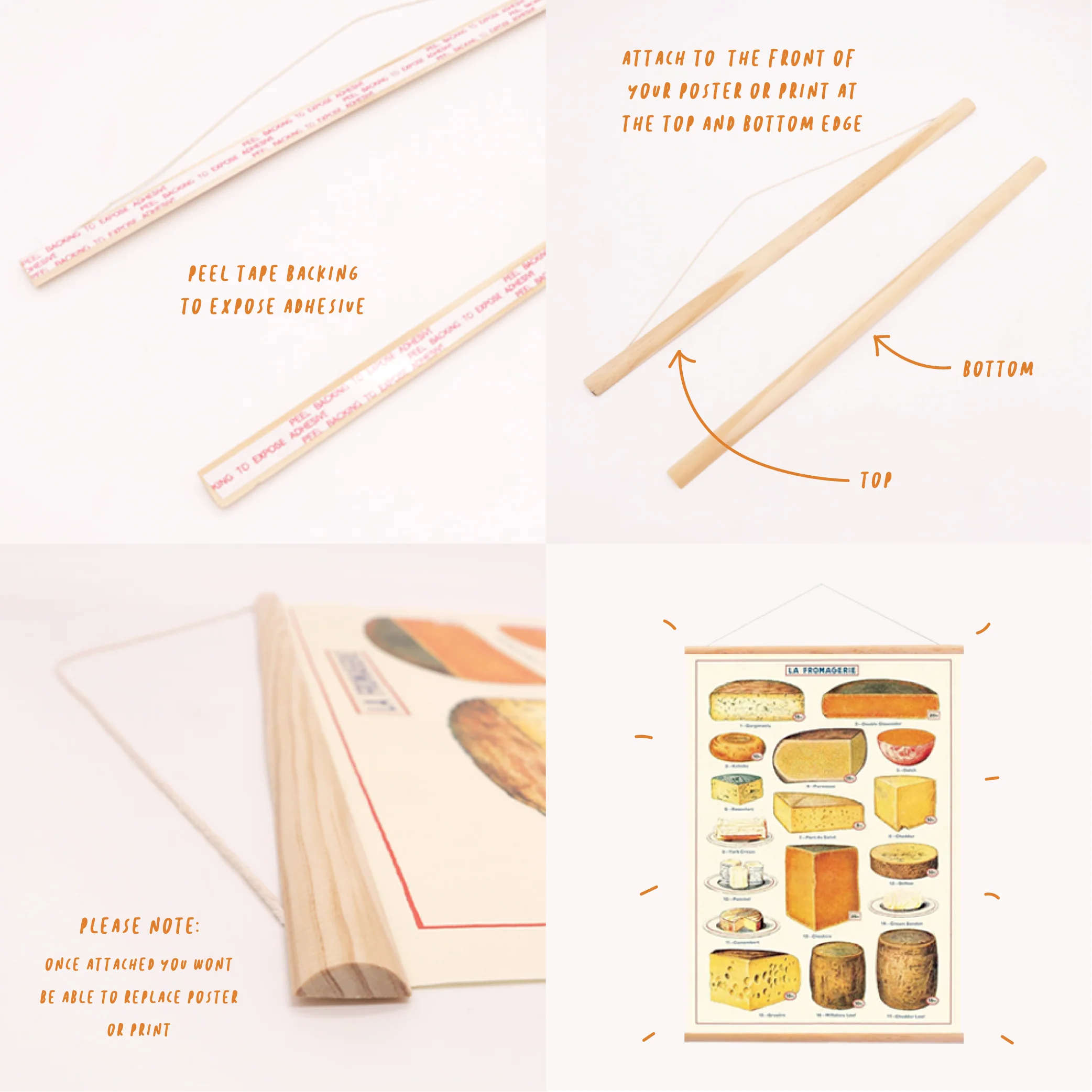 Iko Iko Wooden Poster Hanger Kit Mini 31cm (A3 Vert) - Image 4