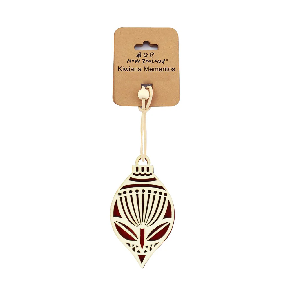 Kiwiana Wood and Acrylic Decoration Pōhutukawa