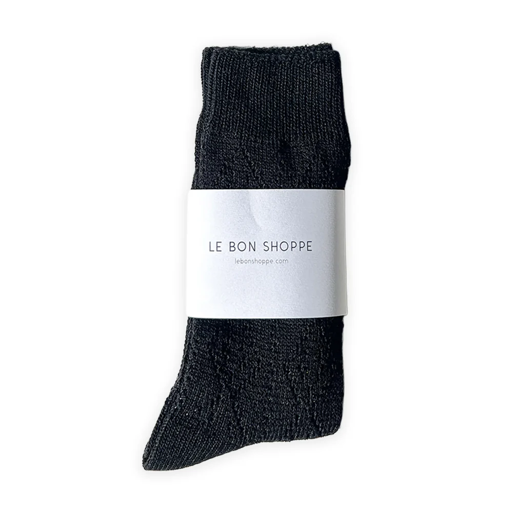 Le Bon Shoppe Modal Eyelet Socks Jet Black