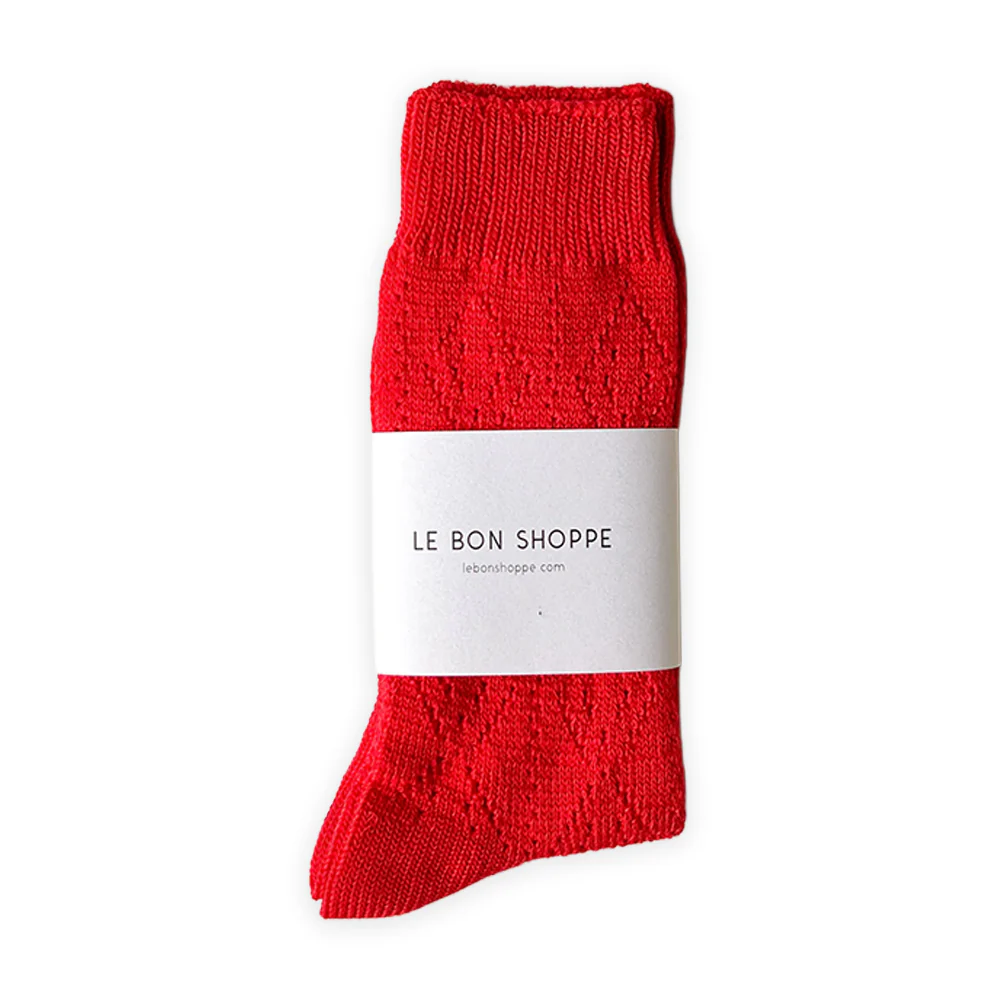Le Bon Shoppe Modal Eyelet Socks Poppy Red