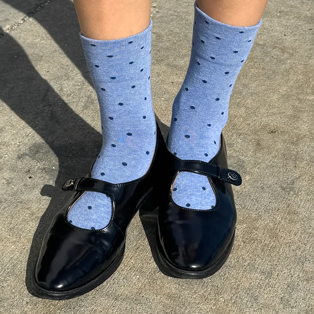 Le Bon Shoppe Socks Sneaker Blue Polka Dot - Image 2