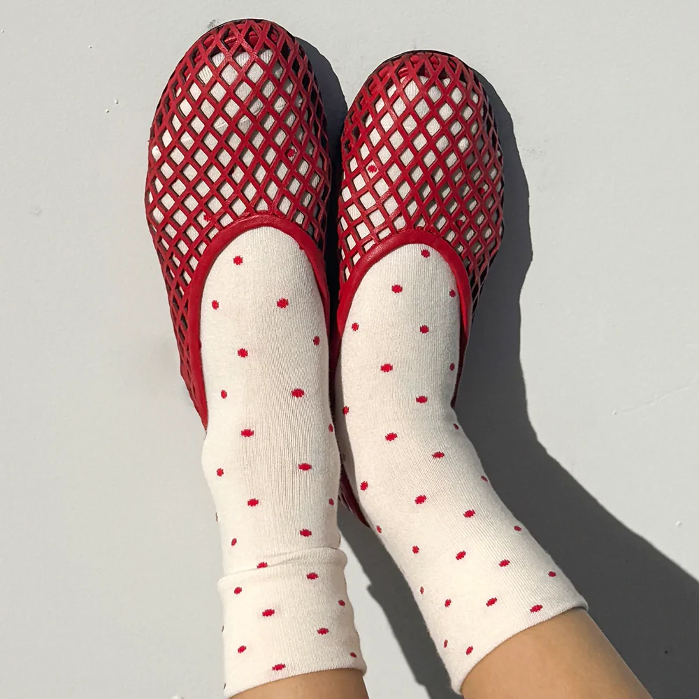 Le Bon Shoppe Socks Sneaker Cream Polka Dot - Image 4