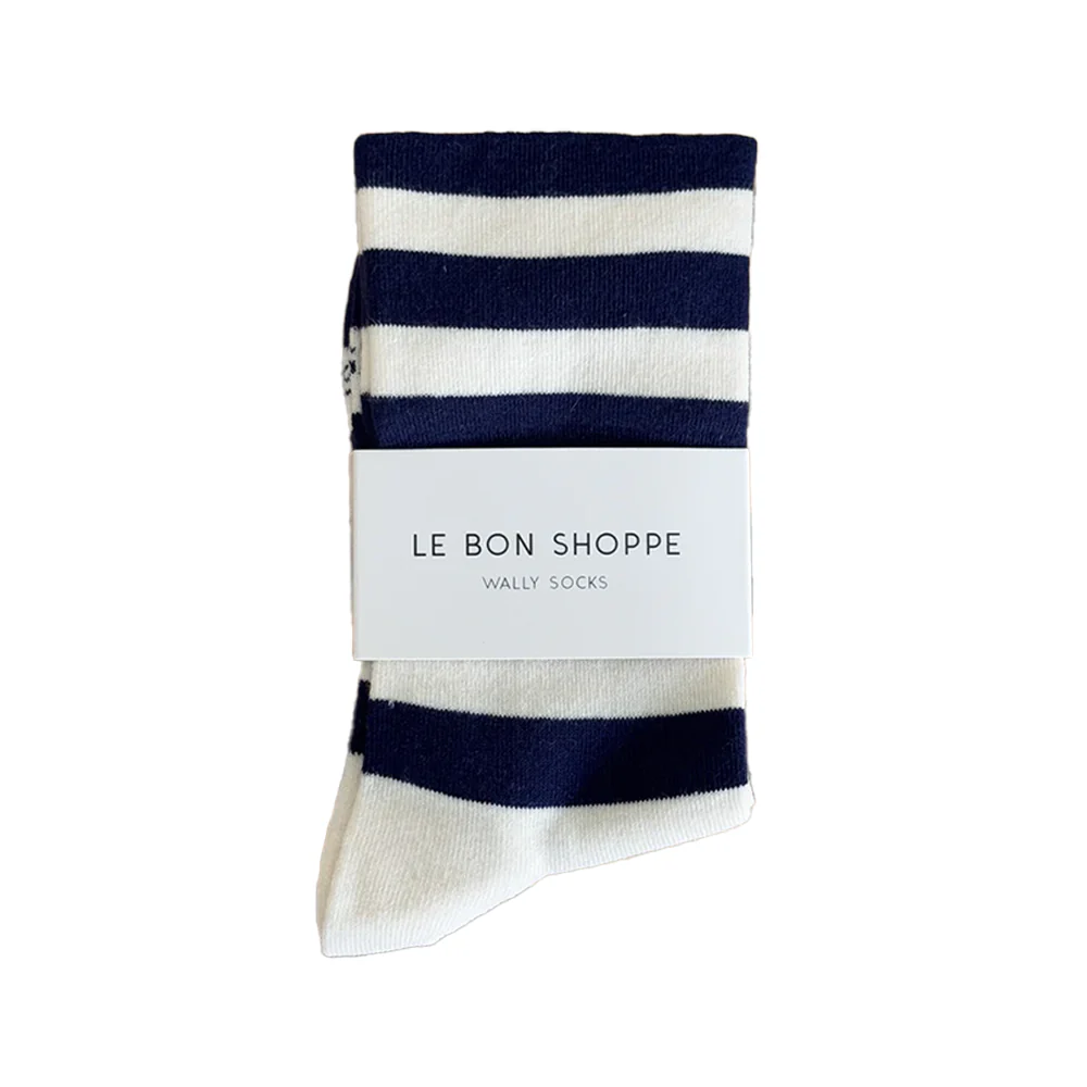 Le Bon Shoppe Wally Socks Wide Navy Stripe