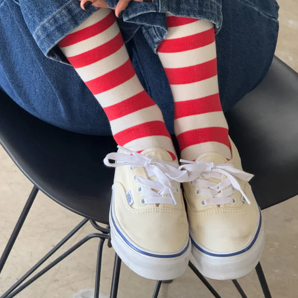 Le Bon Shoppe Wally Socks Wide Red Stripe - Image 3