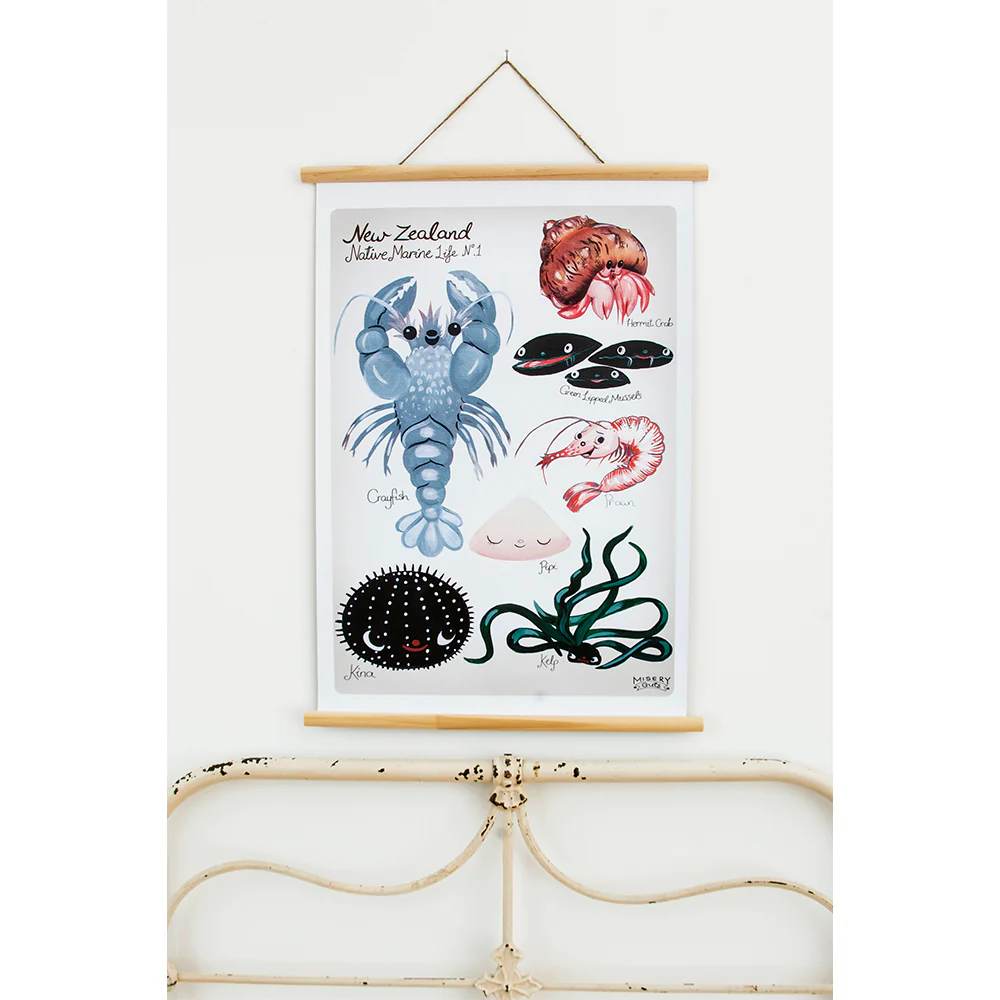 Misery Guts Wall Chart New Zealand Native Marine Life A1 - Image 2