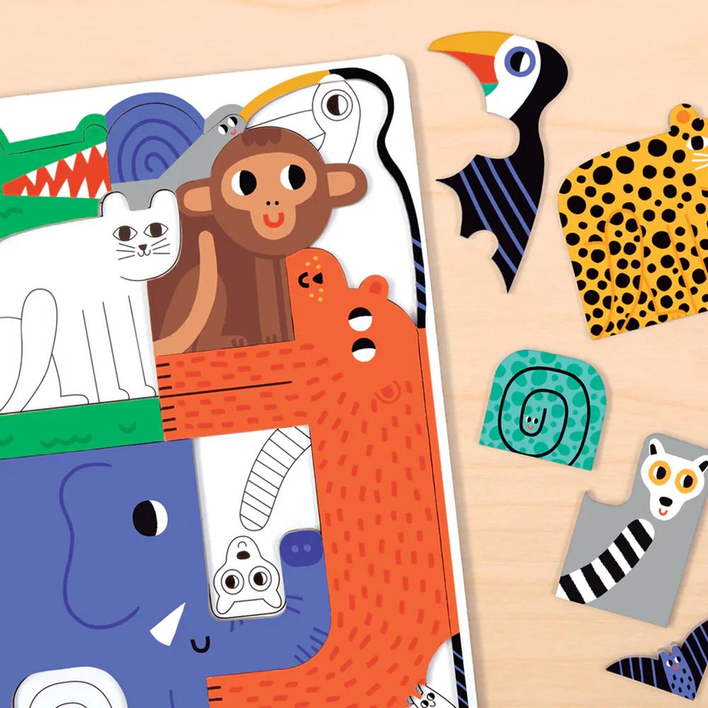 Mudpuppy We go Together 10 Shaped Puzzle Pieces Jungle - Image 2