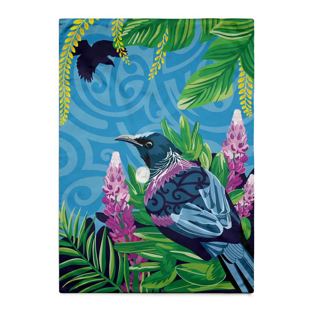 New Zealand Tea Towel Colourful Tūī